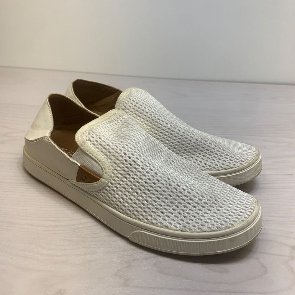 OluKai Pehuea Women’s Breathable Slip-On Shoes White Womens Size 9